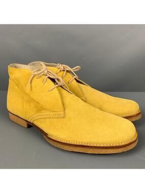 JIL SANDER Size 9 Yellow Suede Ankle Lace Up Shoes